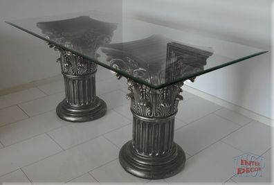 Wohnzimmertisch Esstisch Säulen Tisch Griechischer Glastisch Design Glas 180 cm