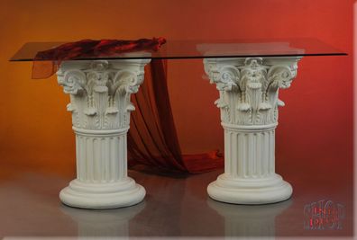 Esstisch Tisch Wohnzimmertisch Säulen Griechischer Glastisch Design Glas 160 cm