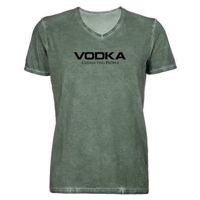 Herren T-Shirt V-Ausschnitt Vodka Connecting People