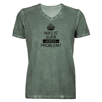 Herren T-Shirt V-Ausschnitt Was ist euer scheiss Problem