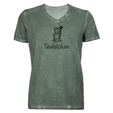 Herren T-Shirt V-Ausschnitt Teufelchen