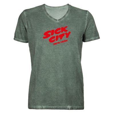 Herren T-Shirt V-Ausschnitt Sick City New York