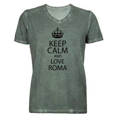 Herren T-Shirt V-Ausschnitt KEEP CALM Roma