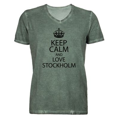 Herren T-Shirt V-Ausschnitt KEEP CALM Stockholm