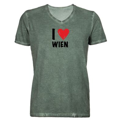 Herren T-Shirt V-Ausschnitt I love Wien