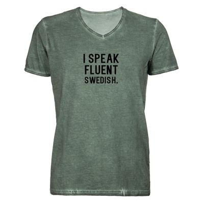 Herren T-Shirt V-Ausschnitt I speak fluent swedish