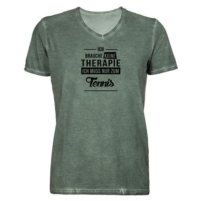 Herren T-Shirt V-Ausschnitt Ich brauche keine Therapie - Ich muss nur zum Tennis