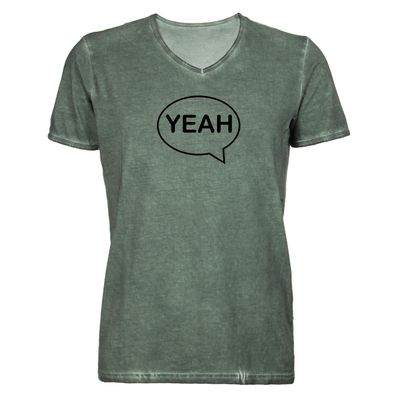 Herren T-Shirt V-Ausschnitt YEAH