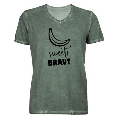 Herren T-Shirt V-Ausschnitt Braut - sweet Banana