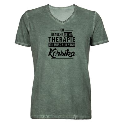 Herren T-Shirt V-Ausschnitt Ich brauche keine Therapie - Ich muss nur nach Korsika