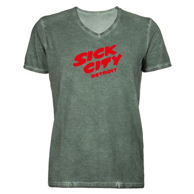 Herren T-Shirt V-Ausschnitt Sick City Detroit