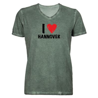 Herren T-Shirt V-Ausschnitt I love Hannover