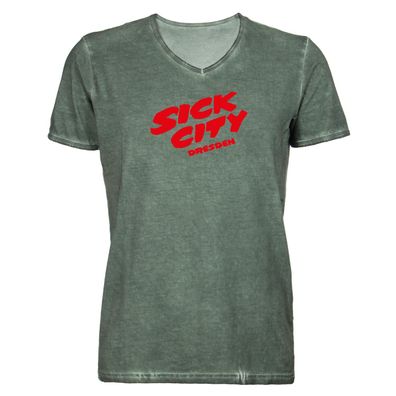 Herren T-Shirt V-Ausschnitt Sick City Dresden