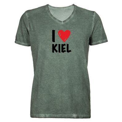 Herren T-Shirt V-Ausschnitt I love Kiel