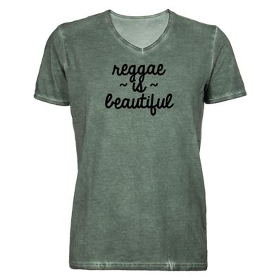 Herren T-Shirt V-Ausschnitt Reggae is beautiful