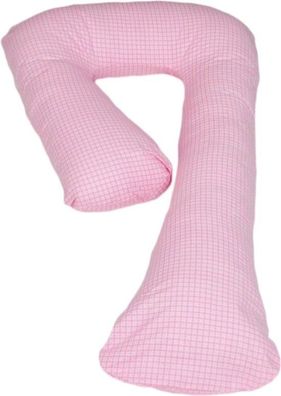 Schwangerschaftskissen 100 % Baumwolle 235 cm rosa mit rosa Karomuster