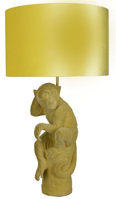 Affen Lampe Tischleuchte Affe Samt Monkey Affenleuchte Gold Tischlampe 65cm