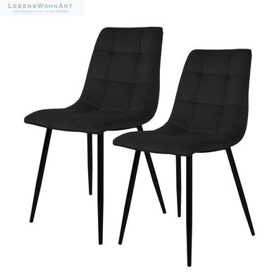 Modernes 2er Stuhl-Set LEIRIA schwarz Samt