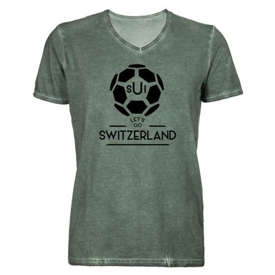 Herren T-Shirt V-Ausschnitt Football Switzerland