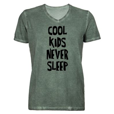 Herren T-Shirt V-Ausschnitt Cool Kids never sleep