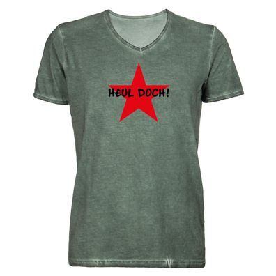 Herren T-Shirt V-Ausschnitt Heul Doch