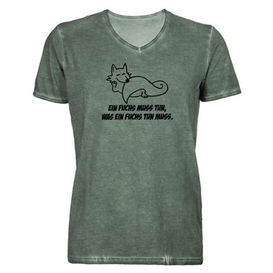 Herren T-Shirt V-Ausschnitt Ein Fuchs muss tun, was ein Fuchs tun muss