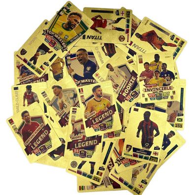 10 Stück Gold Metall Optik World Fussball Legenden Sammel Karten