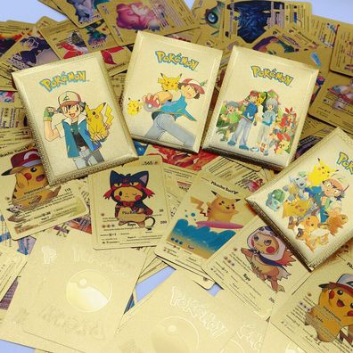 10 Gold Metall Optik Karten Pokemon (1 Blister) Zufallskarten