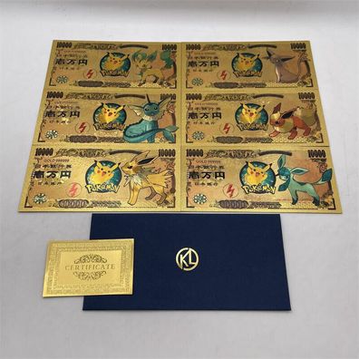 Vergoldete Pokemon Karten im Banknoten Design + Zertifikat Pok1022)