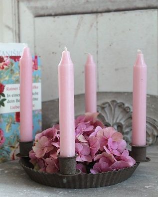 Zauberhafter Kerzenhalter, Kerzenkranz Lucia shabby chic antik Stil