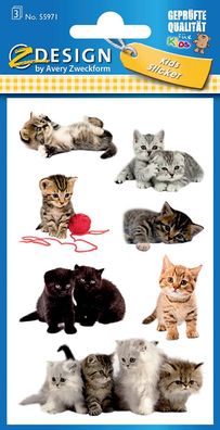 AVERY Zweckform 55971 Papier-Sticker Katzen 21 Aufkleber (für Jungen, Mädchen und ...