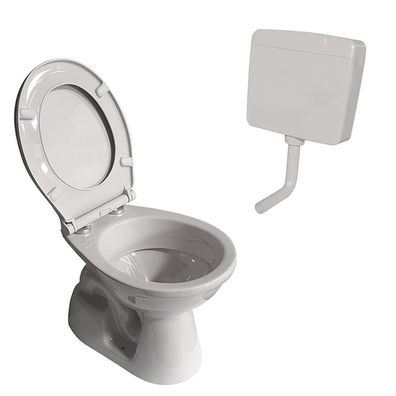 Belvit Stand WC Grau Abgang Boden mit Softclose-Deckel und Spülkasten