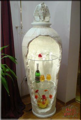 Vitrine Amphore Regal Bar Eckvitrine Rundregal Ägyptische Vase Kunstharz 172 cm