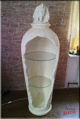 Vitrine Bar Regal Amphore Eckvitrine Rundregal Ägyptische Vase Kunstharz 172 cm
