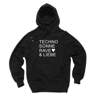 Hoodie Techno Sonne Rave und Liebe