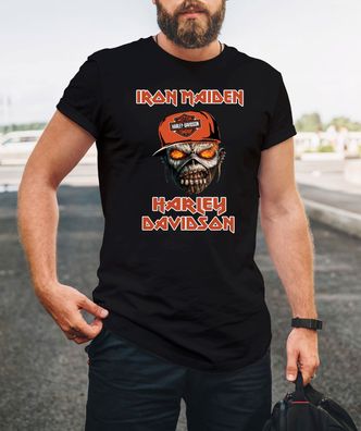 Harley Davidson logo T-Shirt, Iron Maiden t-shirt Motorcycle Harley Herren shirt