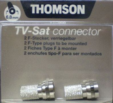 2 Stück TV Sat F-Stecker 6,8mm verriegelbar schraubbar Thomson