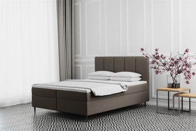 Boxspringbett Schlafzimmerbett MARAL 200x220cm in Stoff Monolith Graubraun