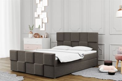 Boxspringbett Schlafzimmerbett MURILO 200x200cm in Stoff Monolith Graubraun