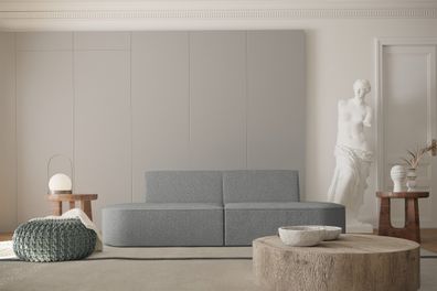 Sofa Designersofa 2-Sitzer MILOT in Stoff Ascot Bukla Grau
