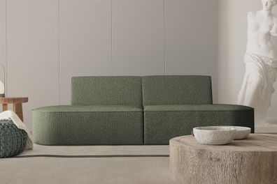 Sofa Designersofa 2-Sitzer MILOT in Stoff Ascot Bukla Moosgrün