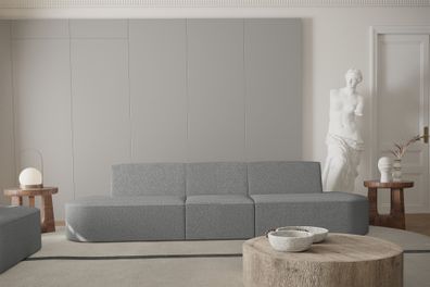 Sofa Designersofa 3-Sitzer MILOT in Stoff Ascot Bukla Grau
