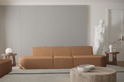 Sofa Designersofa 3-Sitzer MILOT in Stoff Ascot Bukla Goldbraun
