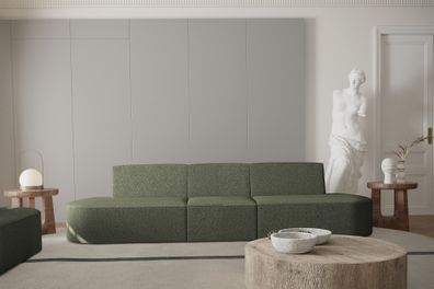 Sofa Designersofa 3-Sitzer MILOT in Stoff Ascot Bukla Moosgrün