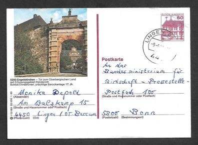 Ganzsache BRD Burgen und Schlösser von Lingen nach Bonn P 138