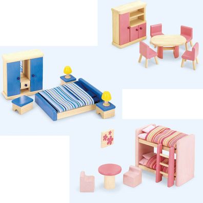 Pintoy Zubehör für Puppenhaus Möbel Einrichtung aus Holz Biegepuppen Zimmer