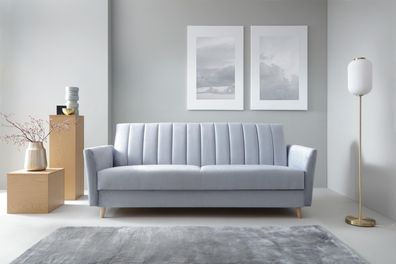 FURNIX Polstersofa NADDY Couch mit Schlaffunktion und Bettkasten F33 Grau-Blau