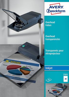AVERY Zweckform 2502 Overhead-Folien für Inkjetdrucker (50 Transparentfolien, A4, ...