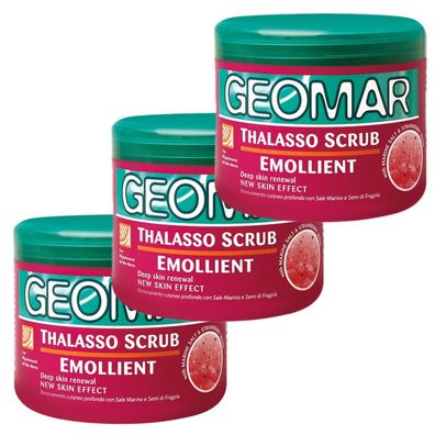 GEOMAR Thalasso Scrub Peeling Emollient mit Erdbeere 3x 600 g