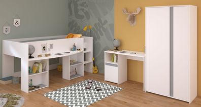 Kinderzimmer Möbel komplett Set Hochbett Kleiderschrank Schreibtisch Pirouette
